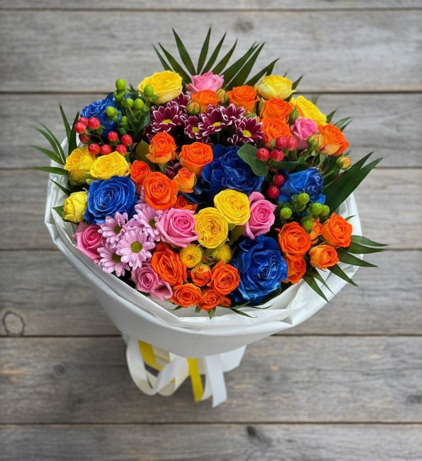 Букет цветов из: Розы и Хризантемы в Бодайбо