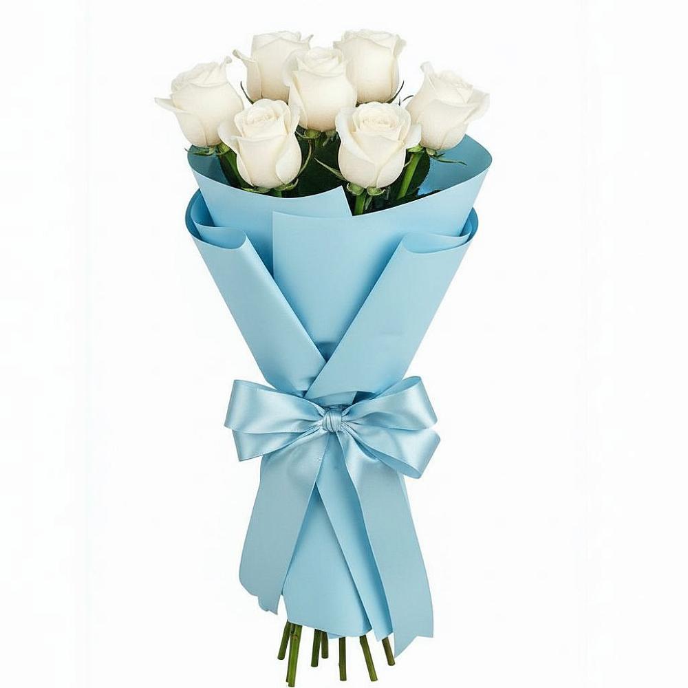Букет 7 белых роз Проуд в Бодайбо