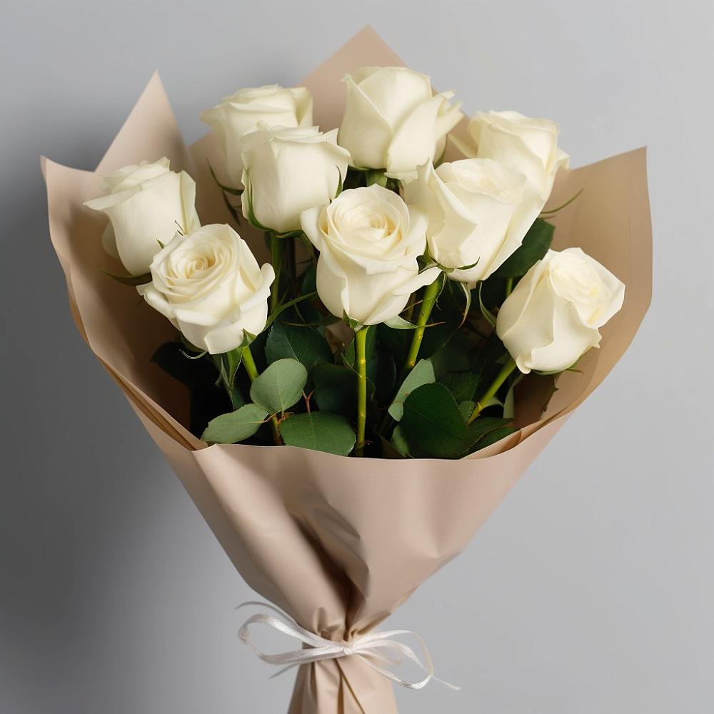 Букет 9 Белых роз Эдлесс Лав в Бодайбо