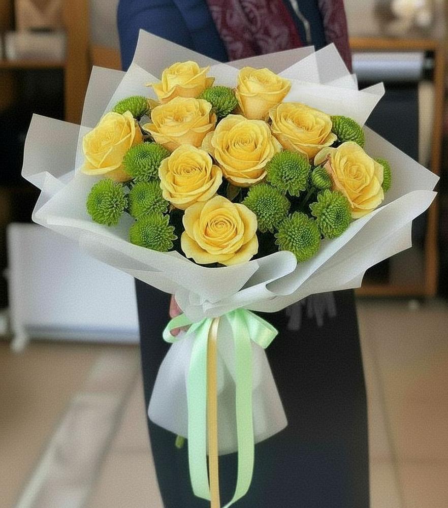 Букет цветов из: Хризантемы и Розы в Бодайбо