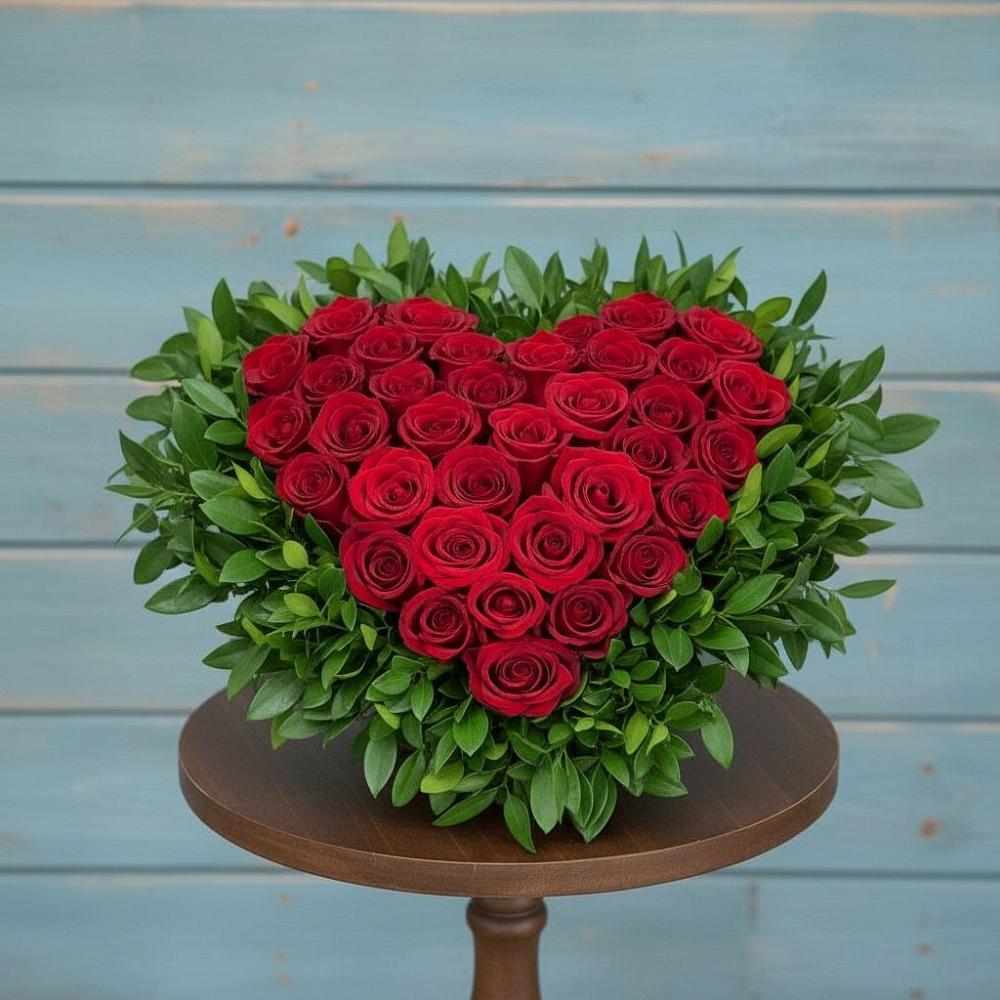 Цветочная композиция из Розы в виде сердца в Бодайбо