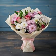 Букет цветов из:  Хризантемы, Альстромерии и Розы в Бодайбо