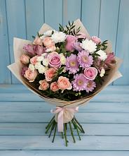 Букет цветов из:  Хризантемы, Розы и Альстромерии в Бодайбо