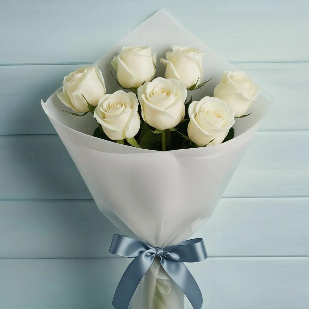 Букет 7 Белых роз Эдлесс Лав в Бодайбо